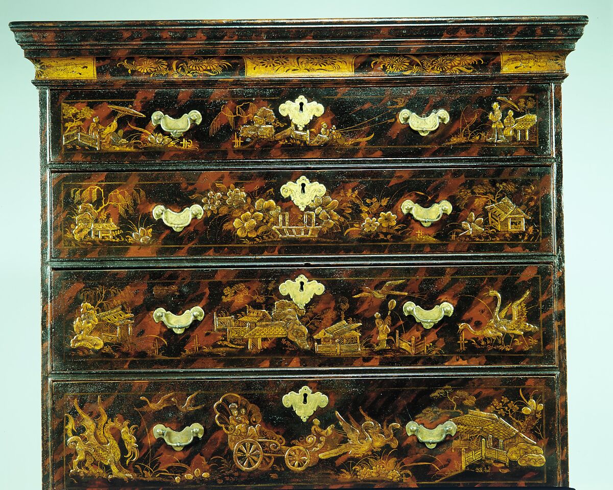 Chest of Drawers, Japanned maple, japanned white pine, white pine; brass, American