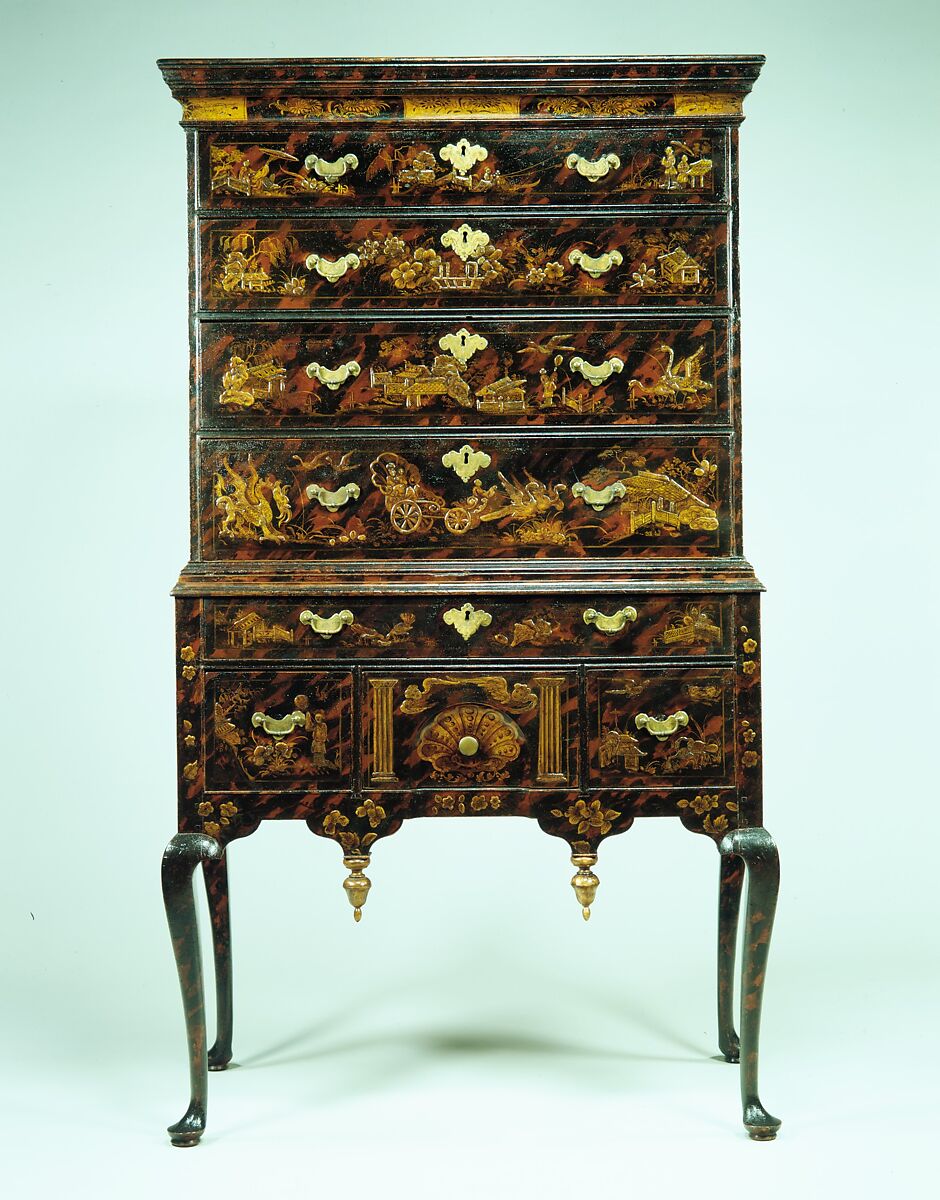 Chest of Drawers, Japanned maple, japanned white pine, white pine; brass, American