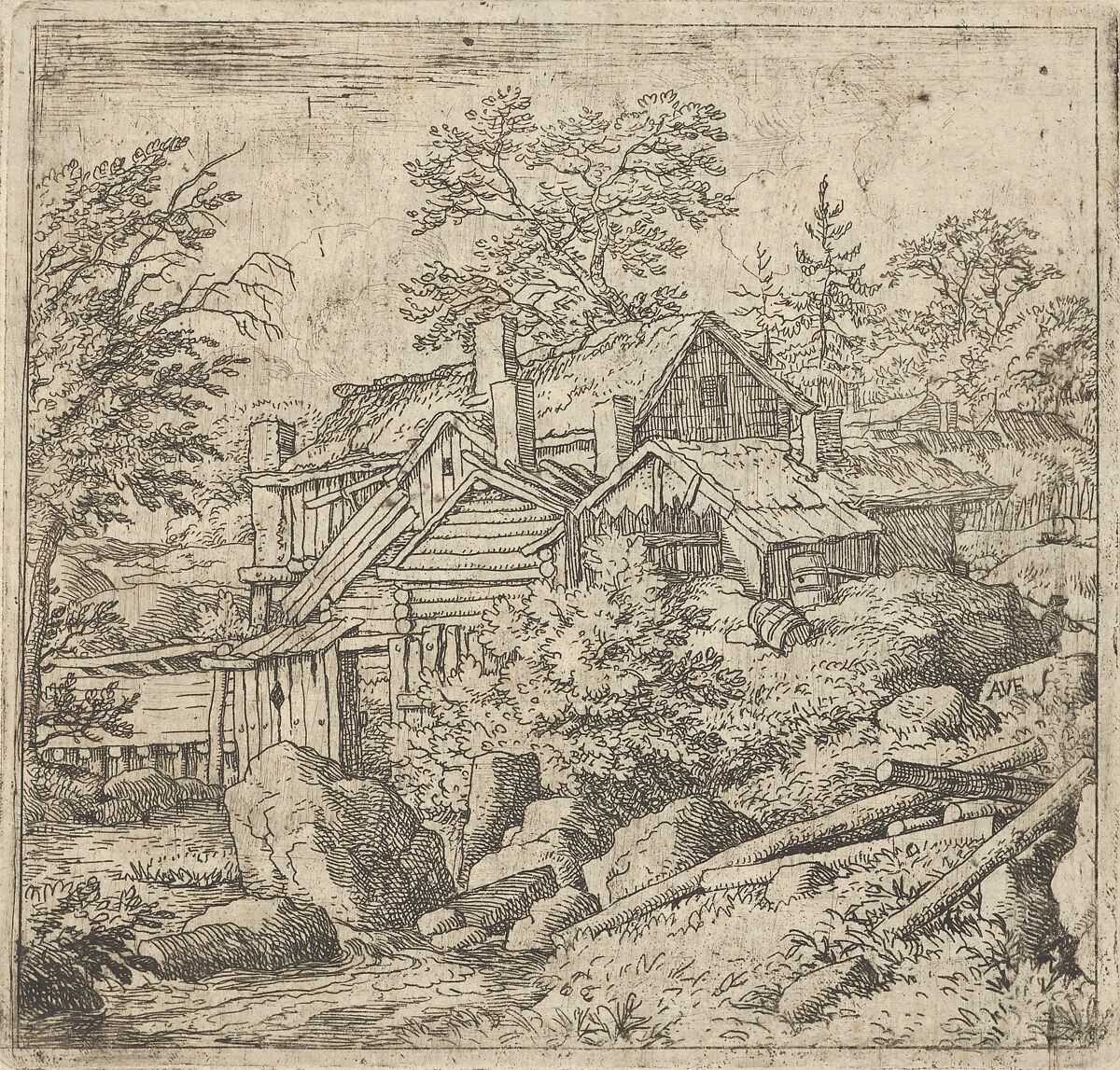 The Hamlet on the Mountainside, Allart van Everdingen (Dutch, Alkmaar 1621–1675 Amsterdam), Engraving; second state of four 