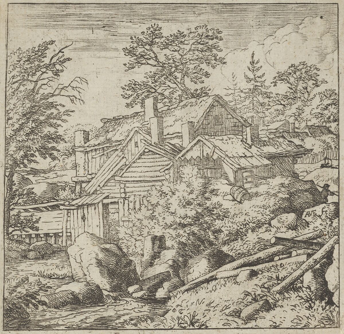 The Hamlet on the Mountainside, Allart van Everdingen (Dutch, Alkmaar 1621–1675 Amsterdam), Engraving; fourth state of four 