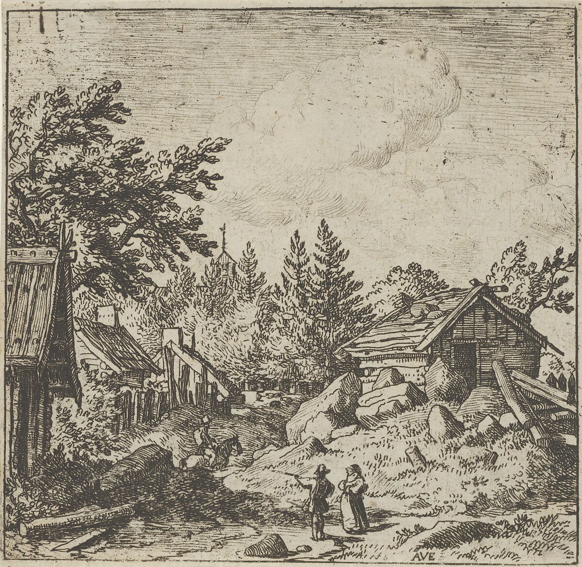 The Hamlet on the Montainous Ground, Allart van Everdingen (Dutch, Alkmaar 1621–1675 Amsterdam), Engraving; fourth state of four 