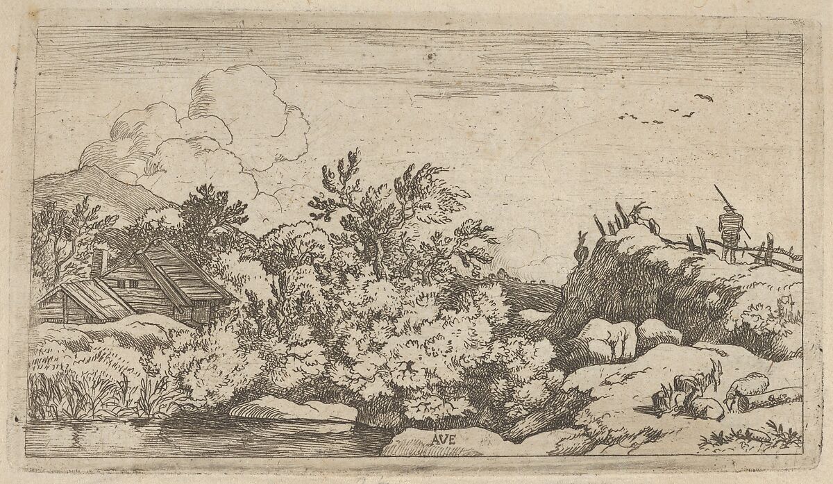 The Goatherd on the Hill, Allart van Everdingen (Dutch, Alkmaar 1621–1675 Amsterdam), Engraving; first state of two 