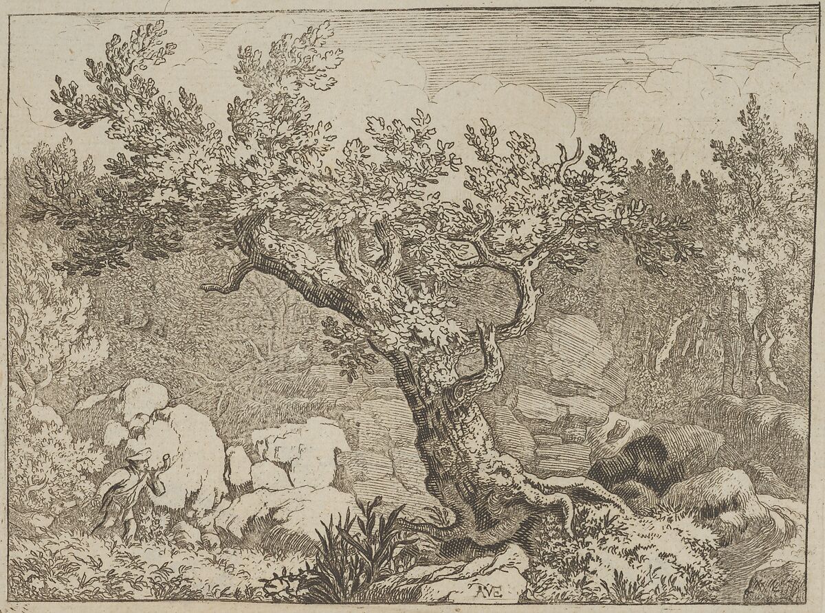 The Sportsman near the Large Tree, Allart van Everdingen (Dutch, Alkmaar 1621–1675 Amsterdam), Engraving; fifth state of five 