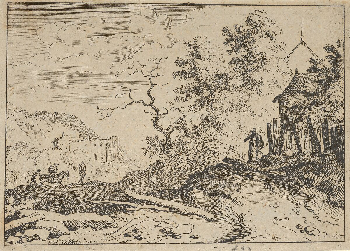 The Hut with the Ruinous Hedge, Allart van Everdingen (Dutch, Alkmaar 1621–1675 Amsterdam), Engraving; third state of three 