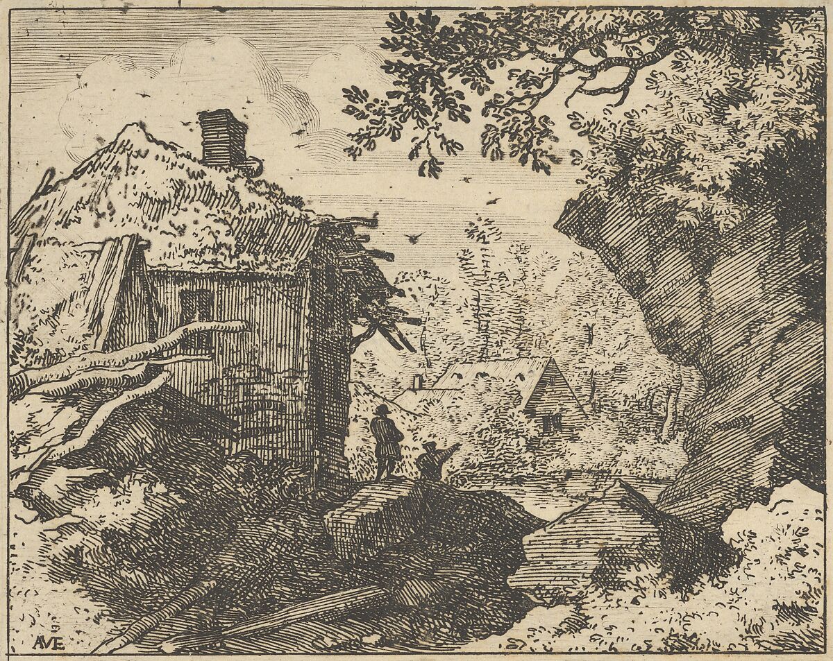 The Straw Hut Seen from Behind, Allart van Everdingen (Dutch, Alkmaar 1621–1675 Amsterdam), Engraving; third state of three 