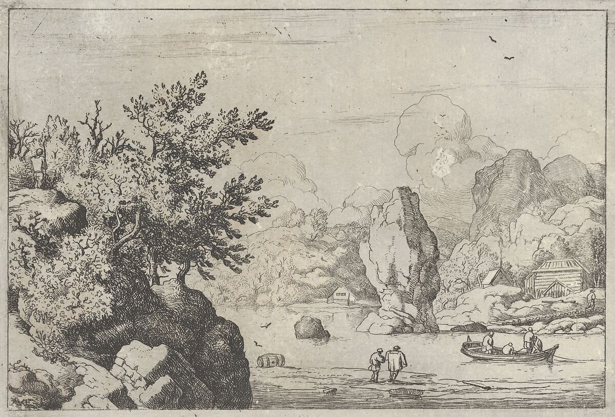 The Rock in the Middle of the River, Allart van Everdingen (Dutch, Alkmaar 1621–1675 Amsterdam), Engraving; second state of three 
