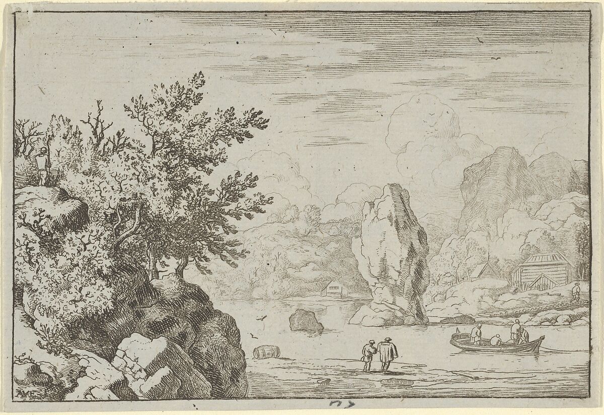 The Rock in the Middle of the River, Allart van Everdingen (Dutch, Alkmaar 1621–1675 Amsterdam), Engraving; third state of three 
