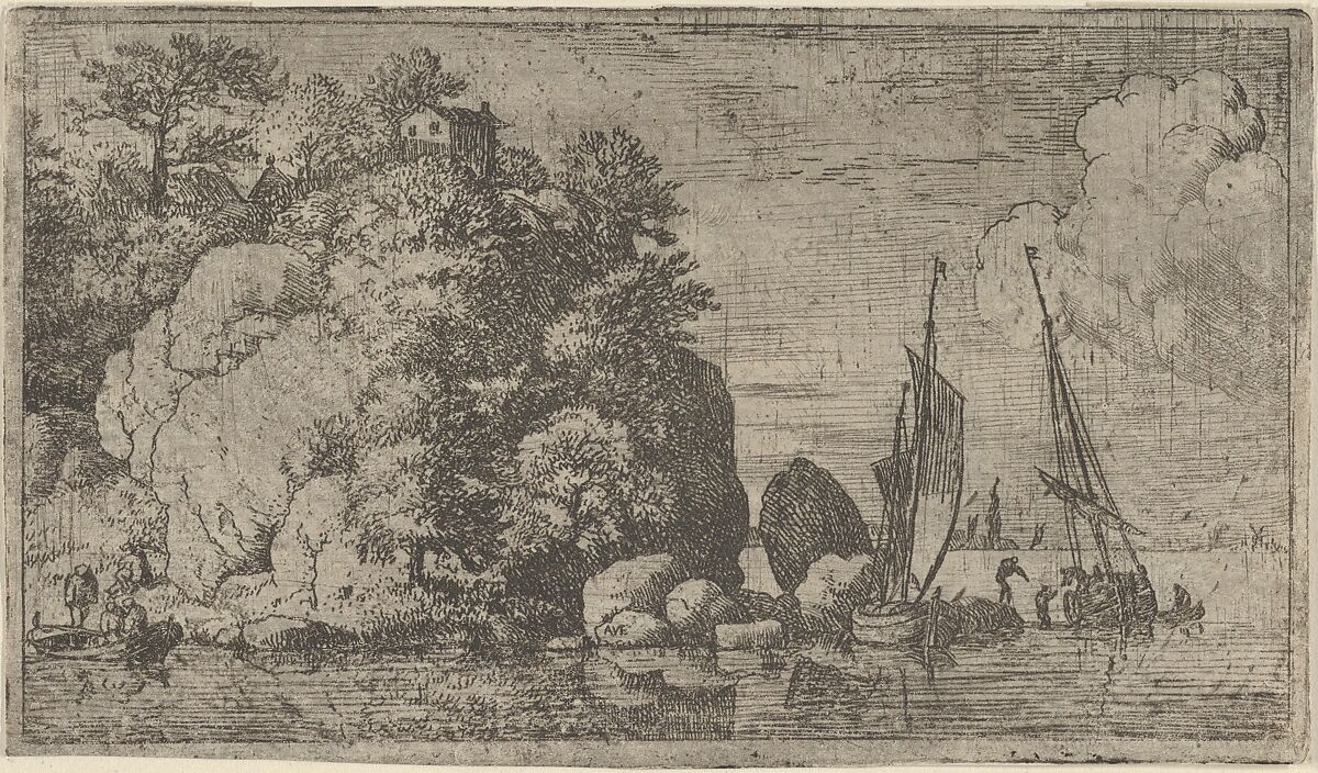 The Two Boats on the River, Allart van Everdingen (Dutch, Alkmaar 1621–1675 Amsterdam), Engraving; third state of four 