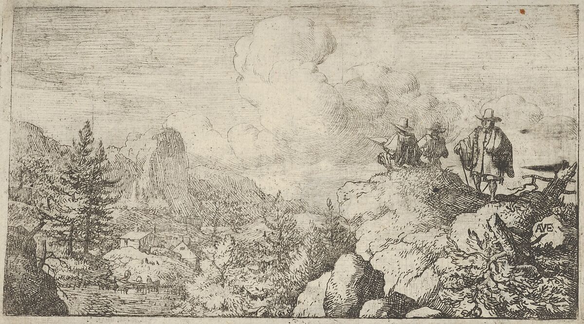 The Draftsman at the Rock, Allart van Everdingen (Dutch, Alkmaar 1621–1675 Amsterdam), Engraving; third state of four 