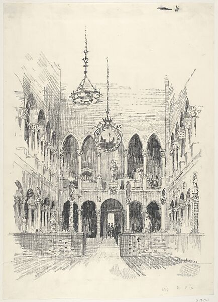 Interior View of the Nave of Barnard's Cloisters, Edward Howard Suydam (American, Vineland, New Jersey 1885–1940 Charlottesville, Virginia), Charcoal 