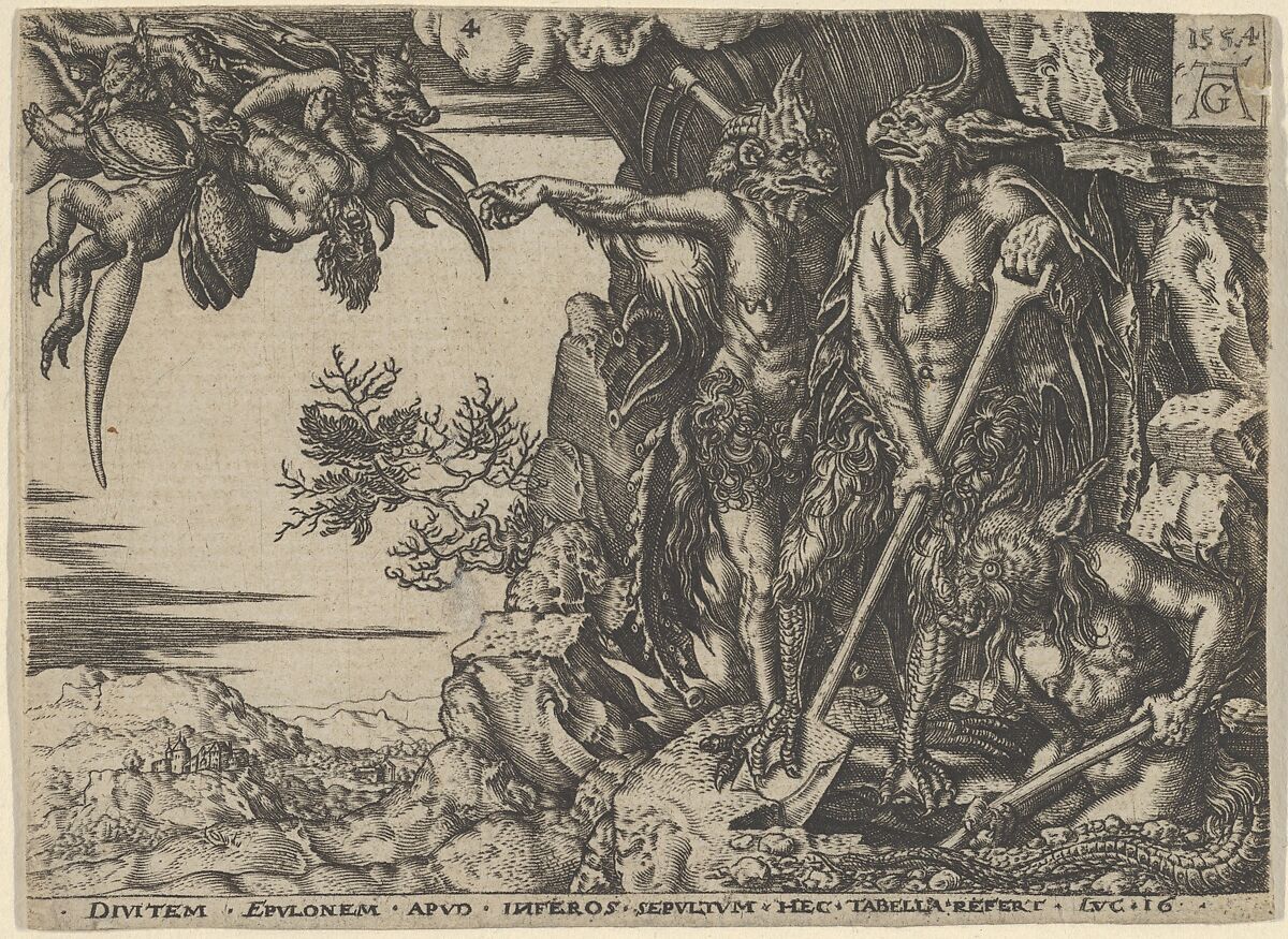 Copy of The Rich Man Transported to Hell, from "The Parable of the Rich Man and Lazarus", after Heinrich Aldegrever (German, Paderborn ca. 1502–1555/1561 Soest), Engraving 