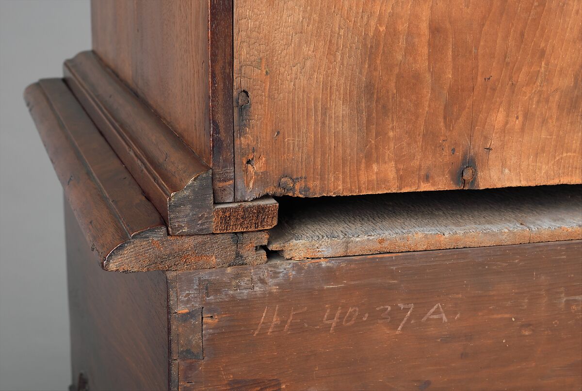 High chest of drawers, Maple, black walnut, poplar, eastern white pine, American