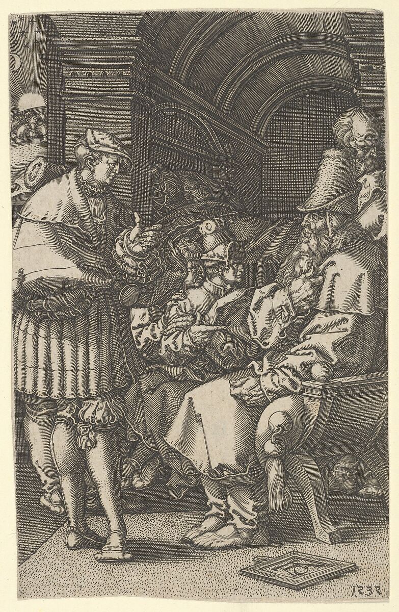 Joseph Explaining His Dreams to Jacob, from "The Story of Joseph", Heinrich Aldegrever (German, Paderborn ca. 1502–1555/1561 Soest), Engraving; second state of two 