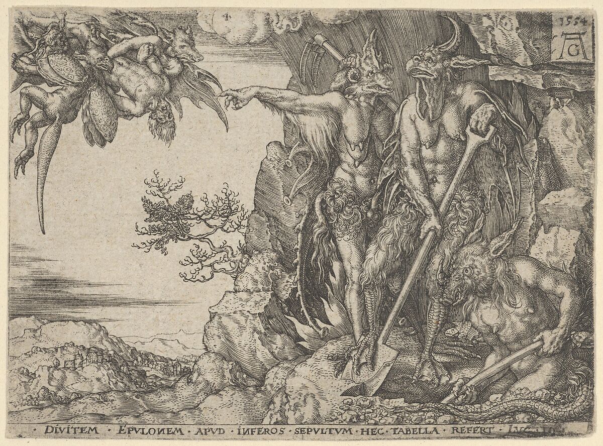 The Rich Man Transported to Hell, from The Parable of the Rich Man and Lazarus, from The Parable of the Rich Man and Lazarus, Heinrich Aldegrever (German, Paderborn ca. 1502–1555/1561 Soest), Engraving 