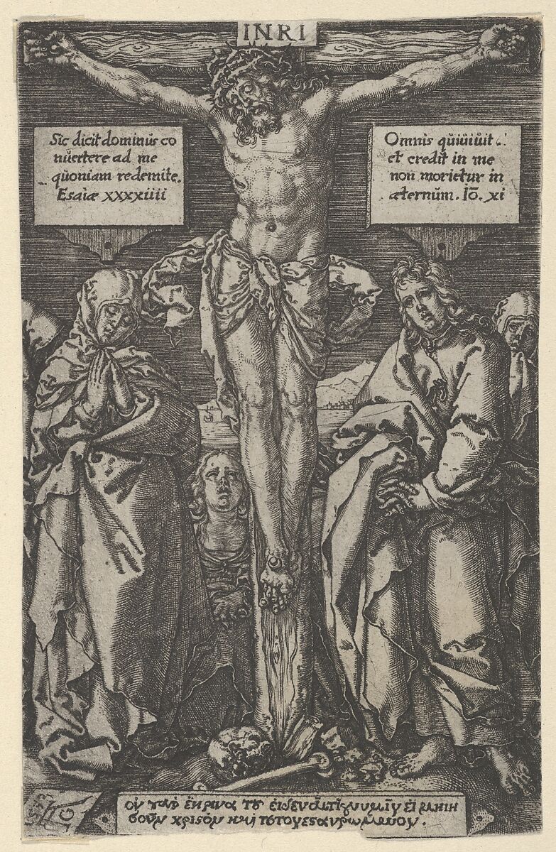Christ on the Cross, Heinrich Aldegrever (German, Paderborn ca. 1502–1555/1561 Soest), Engraving 