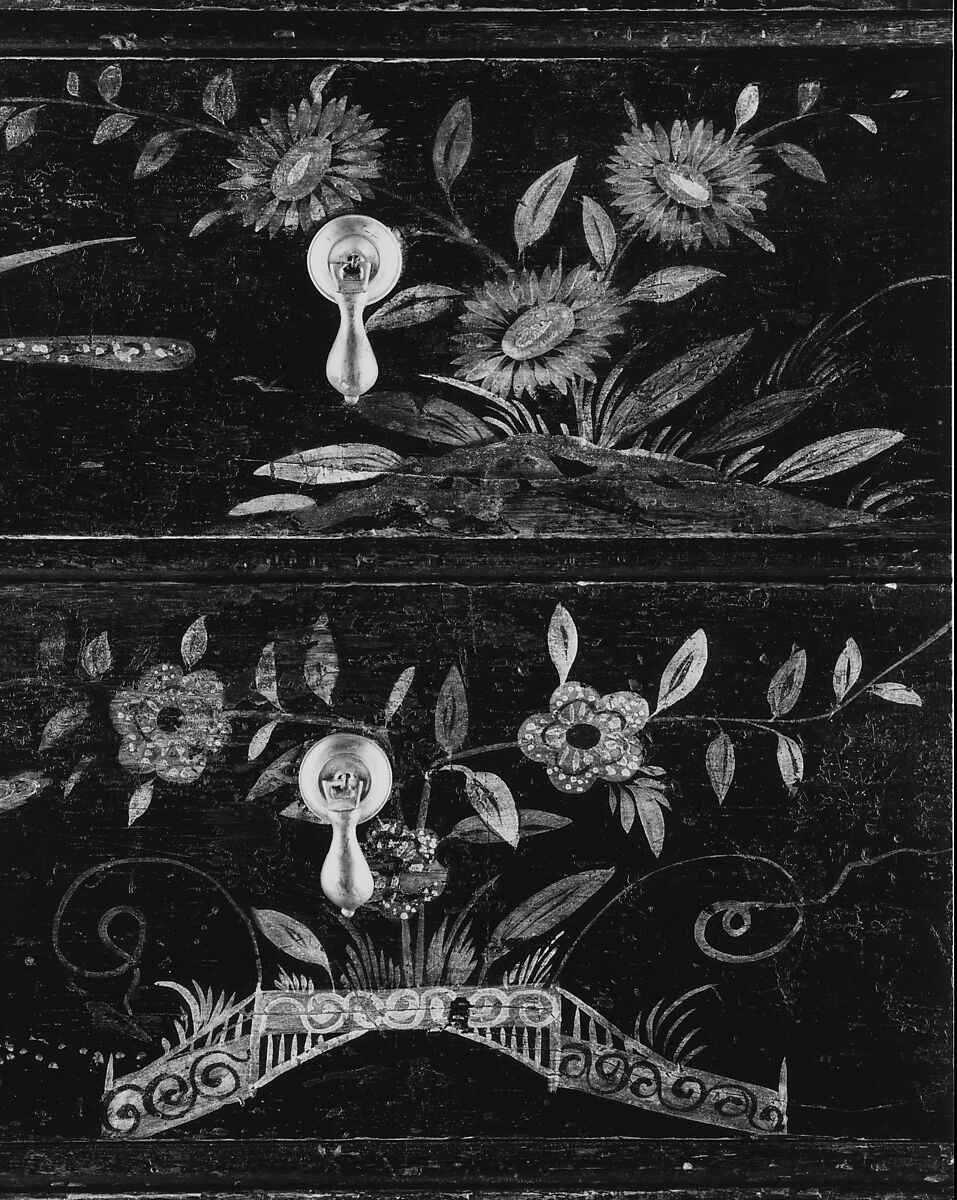 High chest of drawers, Painted white pine, poplar, basswood, American