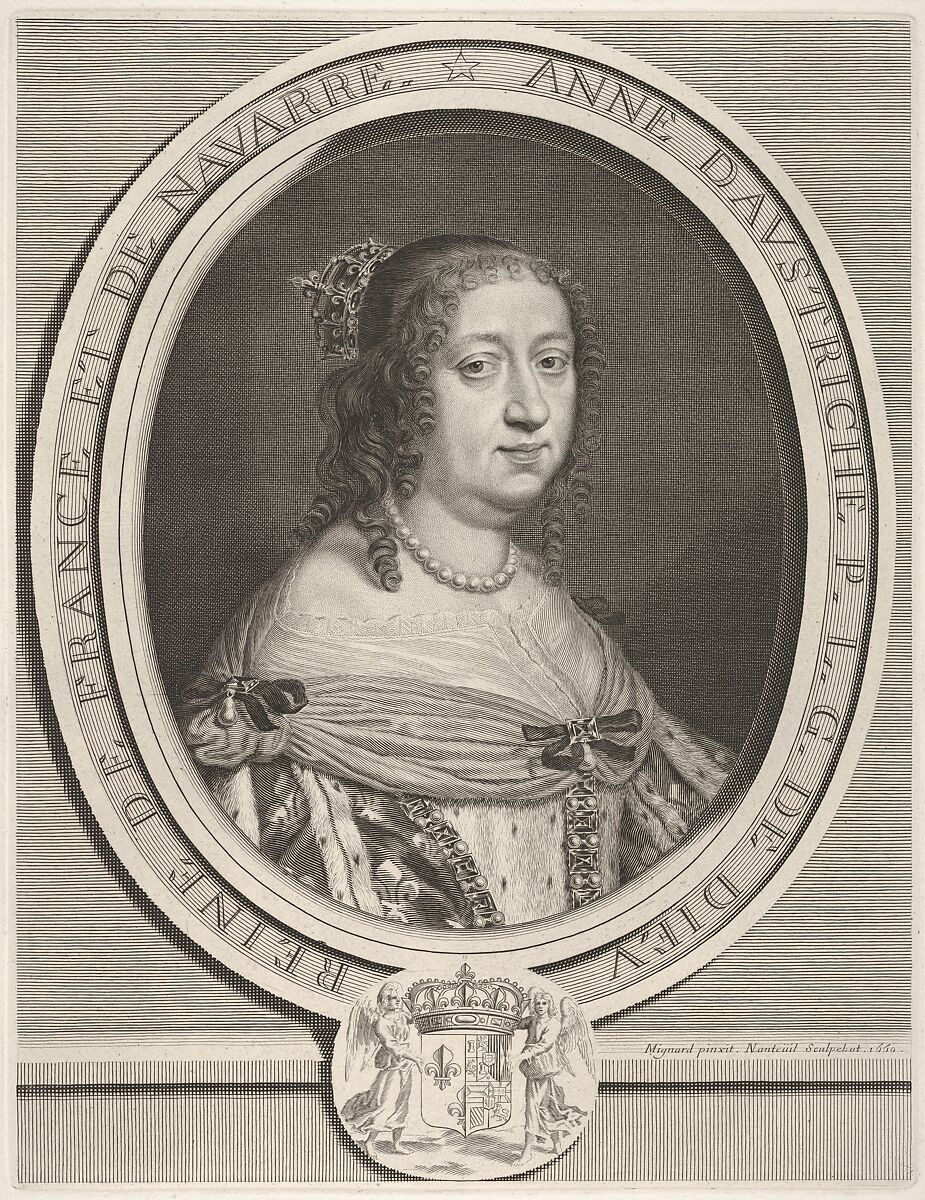 Anne of Austria, Robert Nanteuil (French, Reims 1623–1678 Paris), Engraving; sixth state of six (Petitjean & Wickert) 