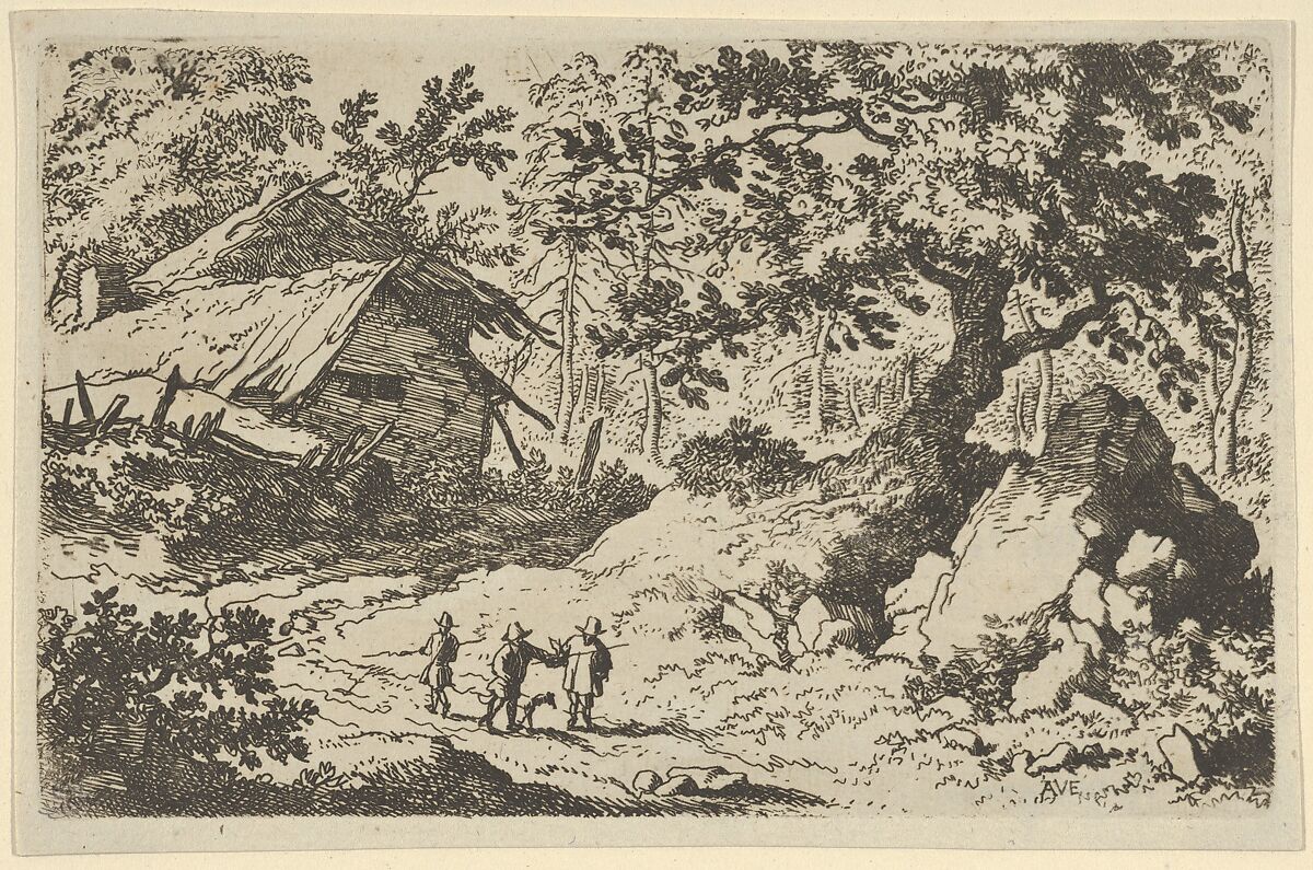 The Ruinous Cottage, Allart van Everdingen (Dutch, Alkmaar 1621–1675 Amsterdam), Engraving; second state of two 