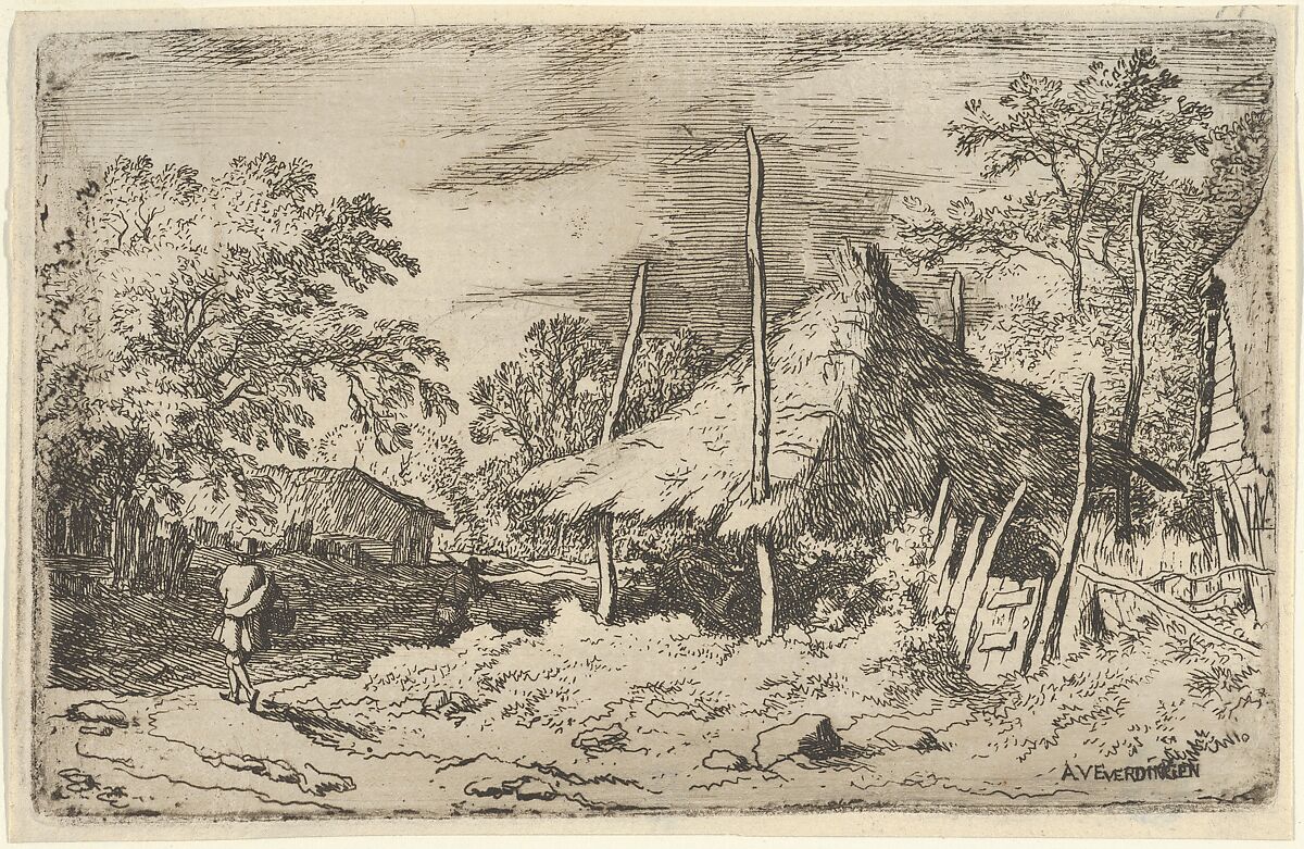 The Wheel underneath the Haybarn, Allart van Everdingen (Dutch, Alkmaar 1621–1675 Amsterdam), Engraving; second state of three 