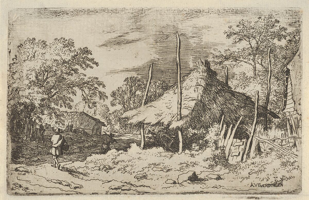 The Wheel underneath the Haybarn, Allart van Everdingen (Dutch, Alkmaar 1621–1675 Amsterdam), Engraving; second state of three 