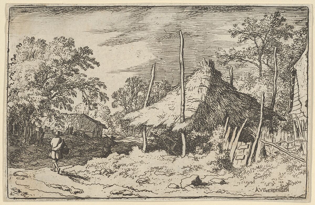 The Wheel underneath the Haybarn, Allart van Everdingen (Dutch, Alkmaar 1621–1675 Amsterdam), Engraving; third state of three 