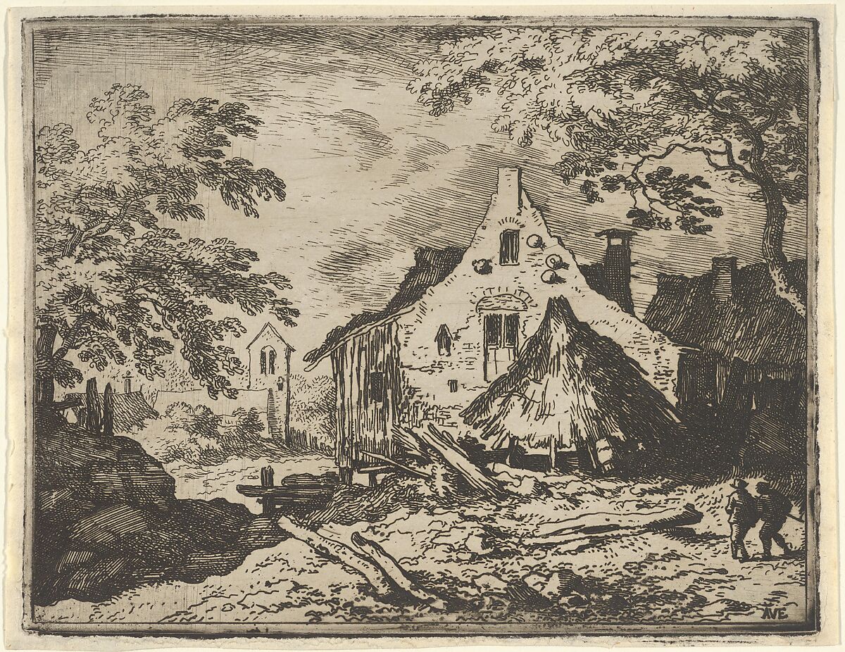 The Haybarn with Movable Roof, Allart van Everdingen (Dutch, Alkmaar 1621–1675 Amsterdam), Engraving; first state of two 