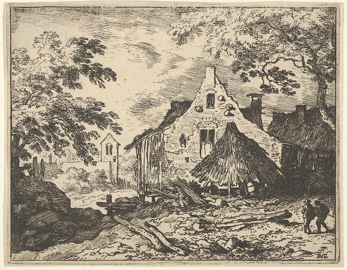 The Haybarn with Movable Roof, Allart van Everdingen (Dutch, Alkmaar 1621–1675 Amsterdam), Engraving, second state of two 