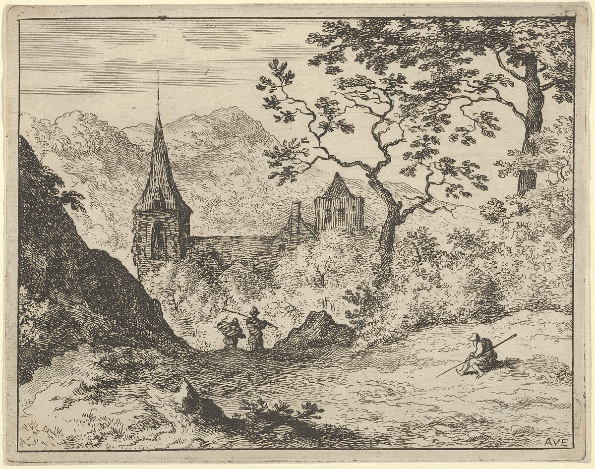 The Church in the Valley, Allart van Everdingen (Dutch, Alkmaar 1621–1675 Amsterdam), Engraving; second state of two 