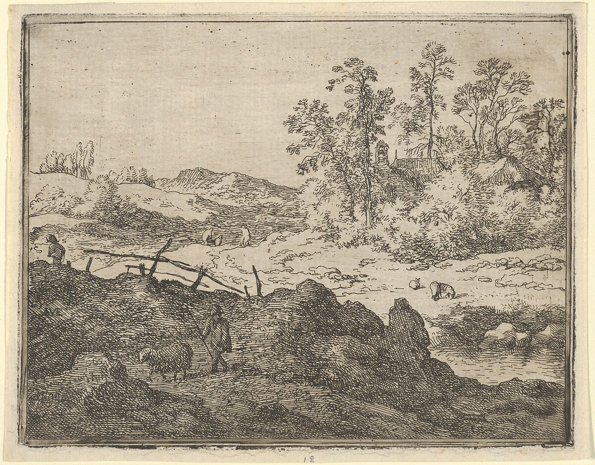 The Shepherd and the Lamb, Allart van Everdingen (Dutch, Alkmaar 1621–1675 Amsterdam), Engraving; first state of two 