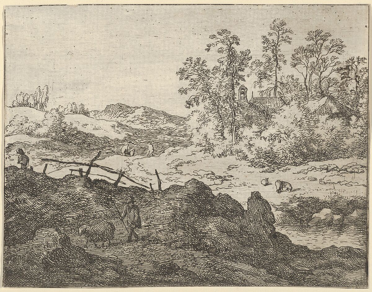 The Shepherd and the Lamb, Allart van Everdingen (Dutch, Alkmaar 1621–1675 Amsterdam), Engraving; first state of two 