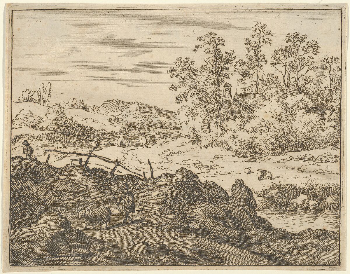 The Shepherd and the Lamb, Allart van Everdingen (Dutch, Alkmaar 1621–1675 Amsterdam), Engraving; second state of two 