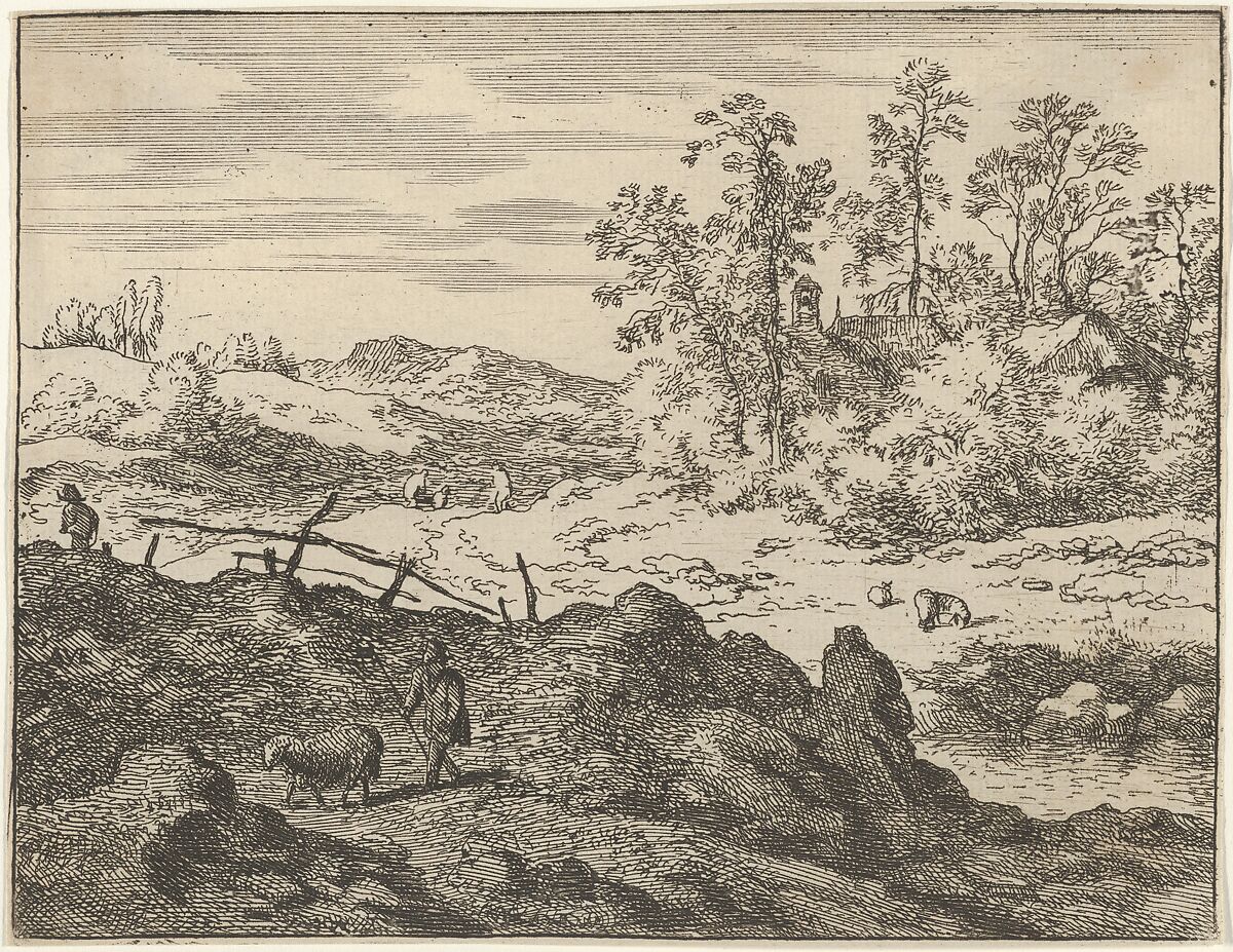 The Shepherd and the Lamb, Allart van Everdingen (Dutch, Alkmaar 1621–1675 Amsterdam), Engraving; second state of two 