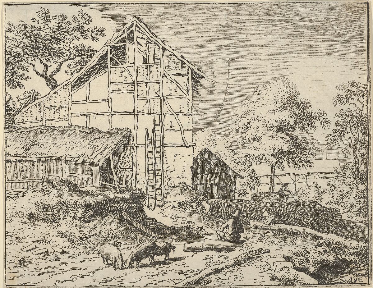 The Two Ladders, Allart van Everdingen (Dutch, Alkmaar 1621–1675 Amsterdam), Engraving; second state of two 
