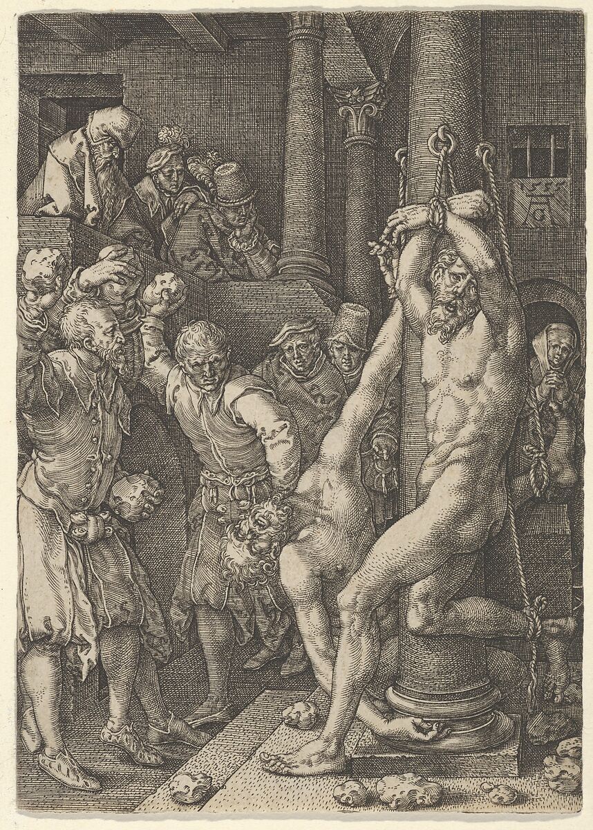 The Stoning of the Elders, from The Story of Susanna, Heinrich Aldegrever (German, Paderborn ca. 1502–1555/1561 Soest), Engraving; first state of two 