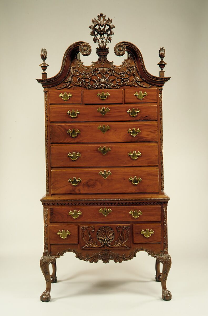 High chest of drawers, Mahogany, tulip poplar, yellow pine, American