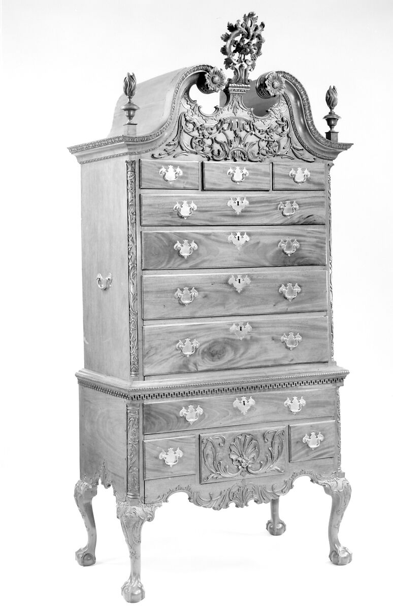 High chest of drawers, Mahogany, tulip poplar, yellow pine, American