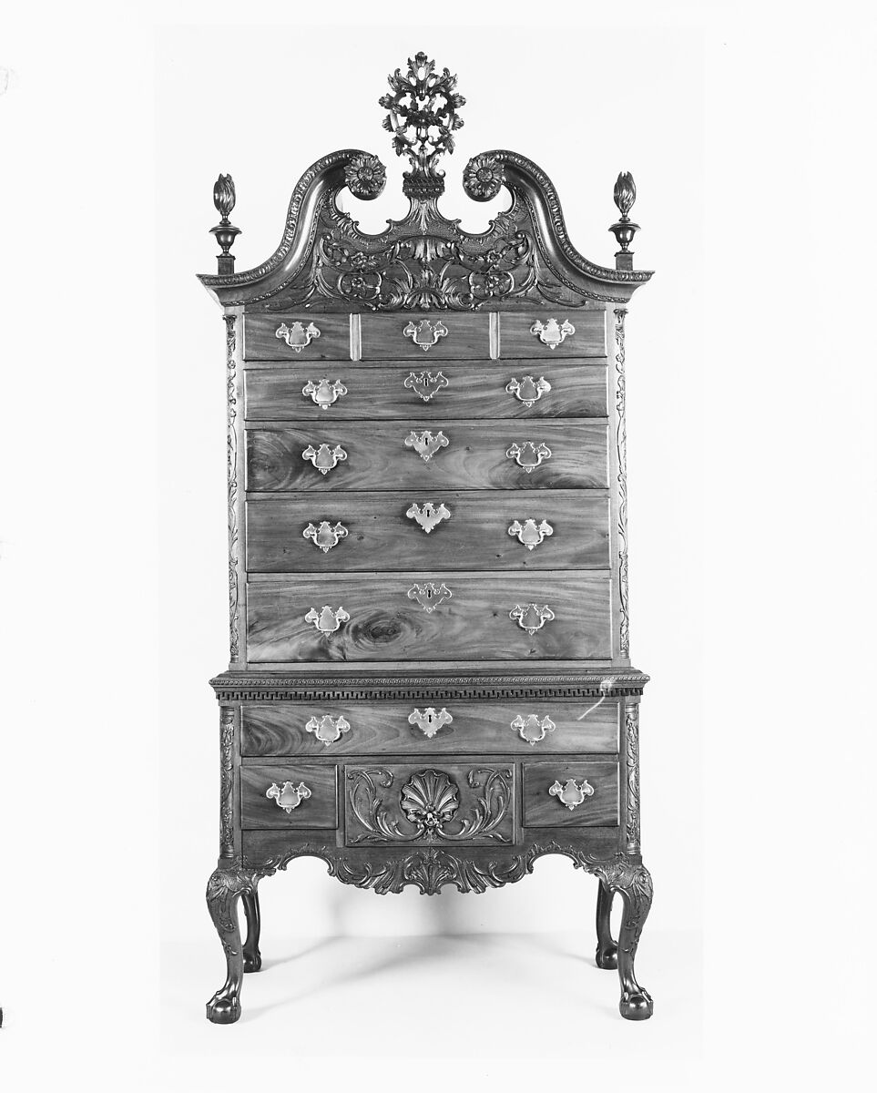 High chest of drawers, Mahogany, tulip poplar, yellow pine, American