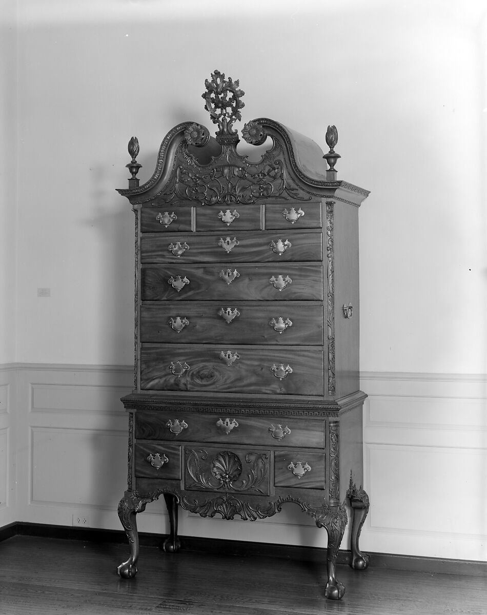 High chest of drawers, Mahogany, tulip poplar, yellow pine, American