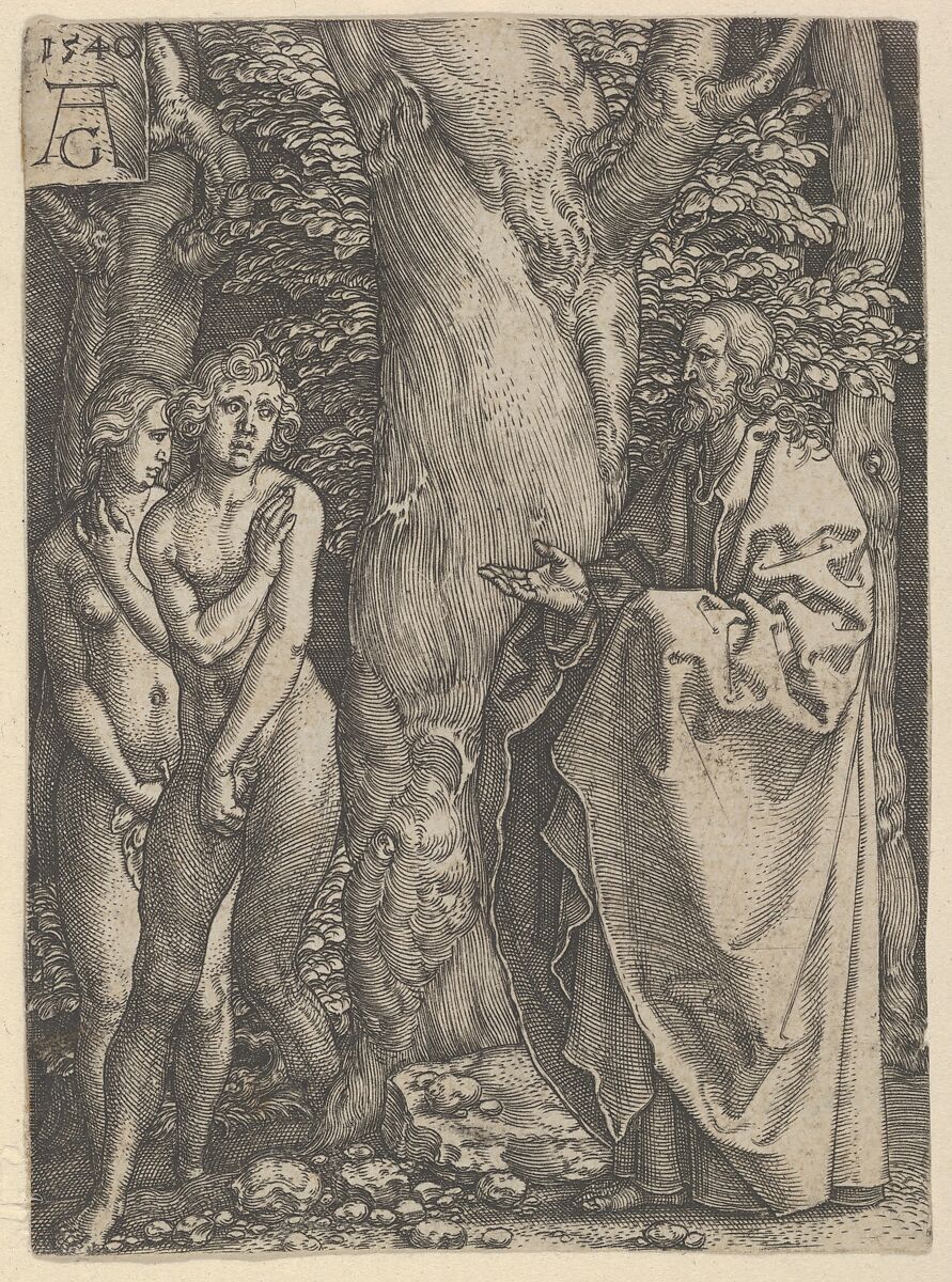 Adam and Eve Hide Themselves, from The Story of Adam and Eve, Heinrich Aldegrever (German, Paderborn ca. 1502–1555/1561 Soest), Engraving 