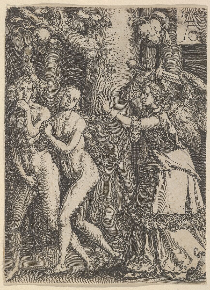 The Expulsion from Paradise from The Story of Adam and Eve, Heinrich Aldegrever (German, Paderborn ca. 1502–1555/1561 Soest), Engraving 