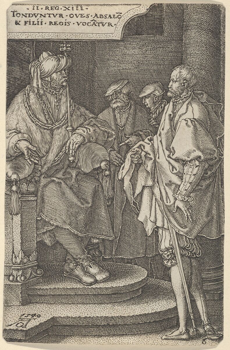 Absalom Inviting David and His Brothers, Heinrich Aldegrever (German, Paderborn ca. 1502–1555/1561 Soest), Engraving; second state of two (New Hollstein) 