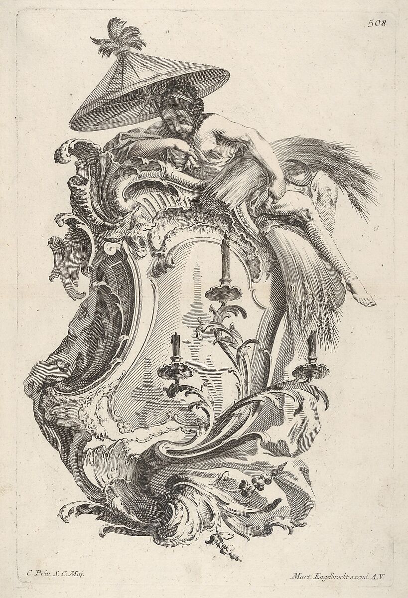 Sconce Representing Summer, from 'Wand-Leuchter die 4 Jahrseiten vorstellend', Martin Engelbrecht (German, Augsburg 1684–1756 Augsburg), Etching 