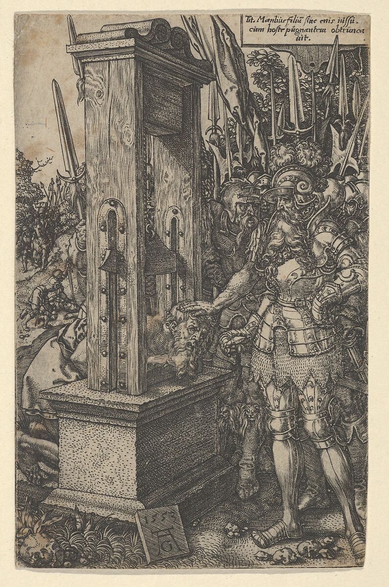 Titus Manlius Torquatus Ordering the Execution of His Son, Heinrich Aldegrever (German, Paderborn ca. 1502–1555/1561 Soest), Engraving 