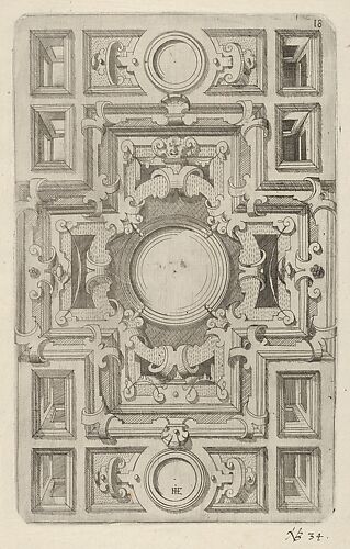 Design for a Ceiling with Strapwork and a Cross-shaped Center