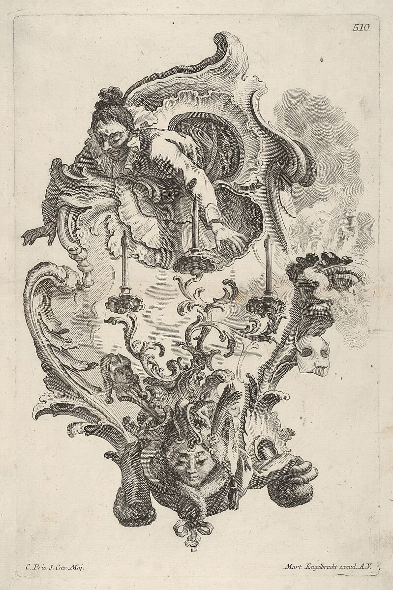 Sconce Representing Winter, from 'Wand-Leuchter die 4 Jahrseiten vorstellend', Martin Engelbrecht (German, Augsburg 1684–1756 Augsburg), Etching 