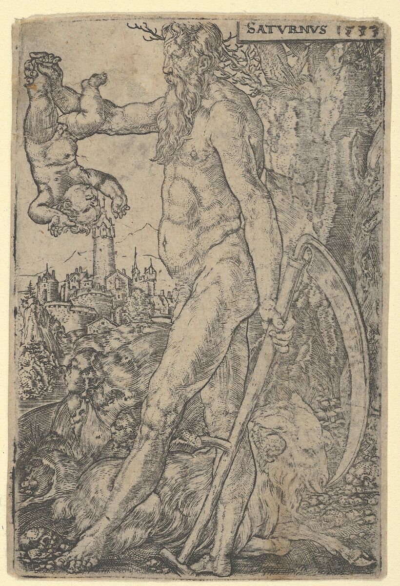 Saturn, from "The Seven Planets", Heinrich Aldegrever (German, Paderborn ca. 1502–1555/1561 Soest), Engraving 