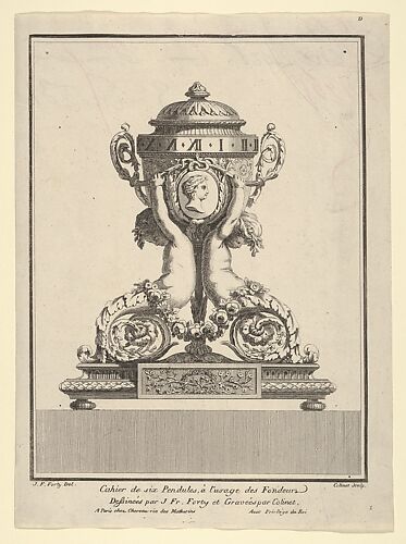 Design for a Clock, Title Page to 'Cahier de six Pendules'