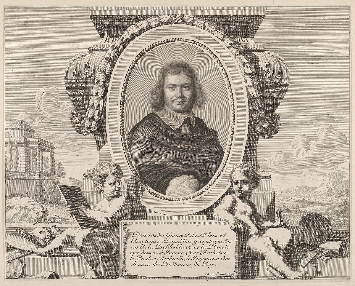 Portrait of Antoine Lepautre, from "Les Oeuvres d'architecture d'Anthoine Le Paultre, Architecte ordinaire du Roy", Robert Nanteuil (French, Reims 1623–1678 Paris), Engraving; second state of four (Petitjean & Wickert) 