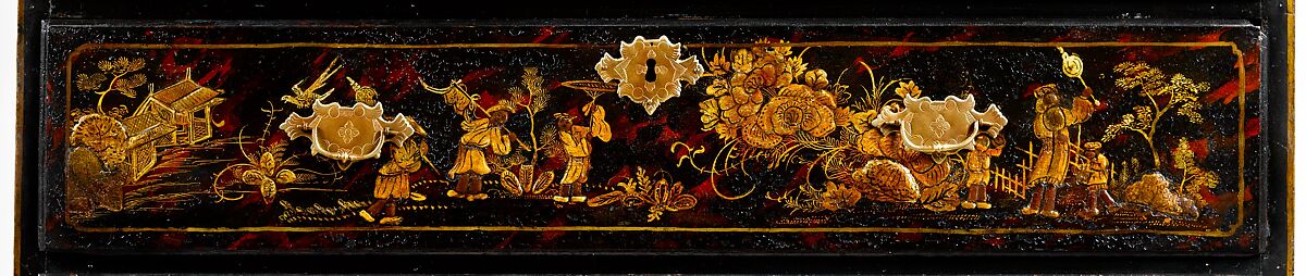 High chest of drawers, Japanned maple, japanned white pine, white pine, japanned birch; brass, American