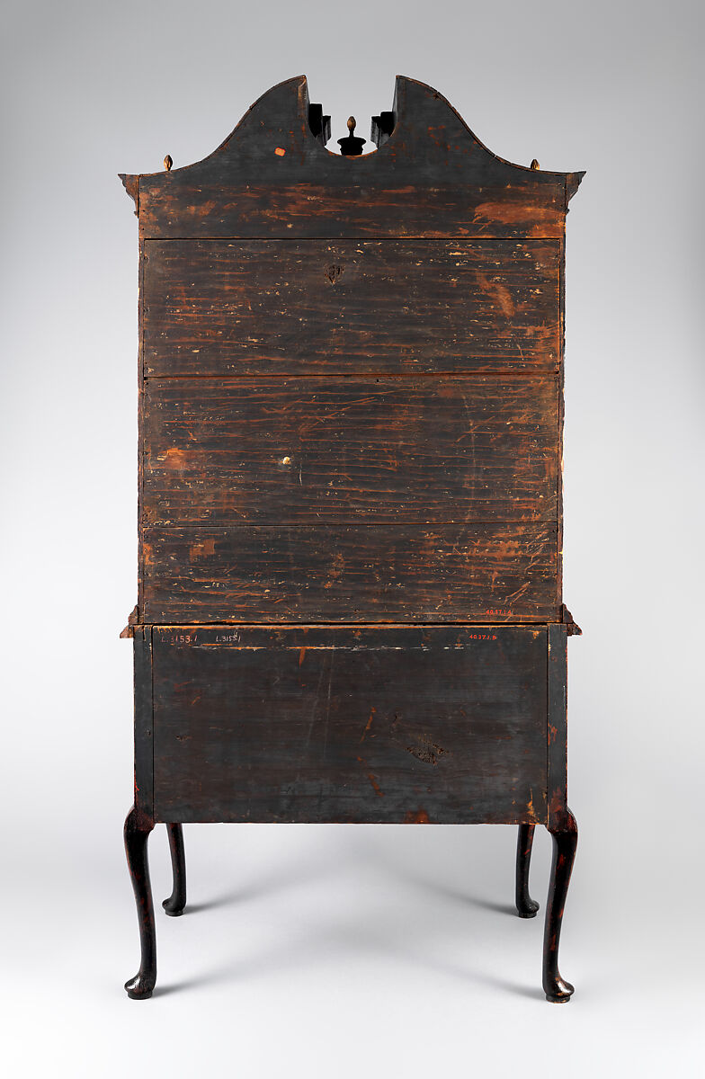 High chest of drawers, Japanned maple, japanned white pine, white pine, japanned birch; brass, American